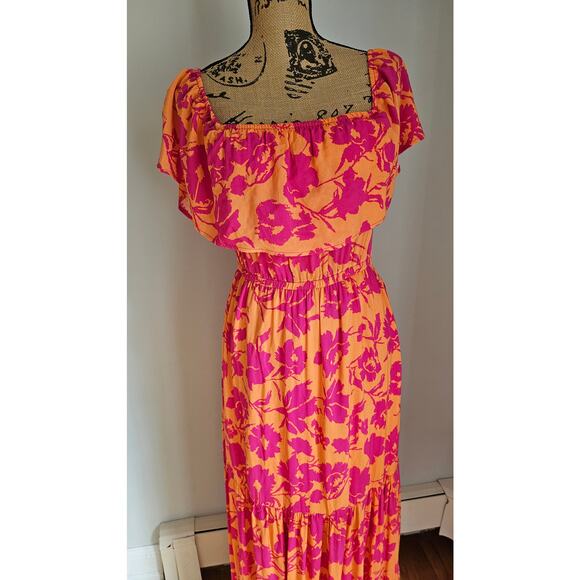 Flying Tomato Dress Off the shoulder/Square Ruffled Neckline Maxi Dress, Sz S - Picture 6 of 8